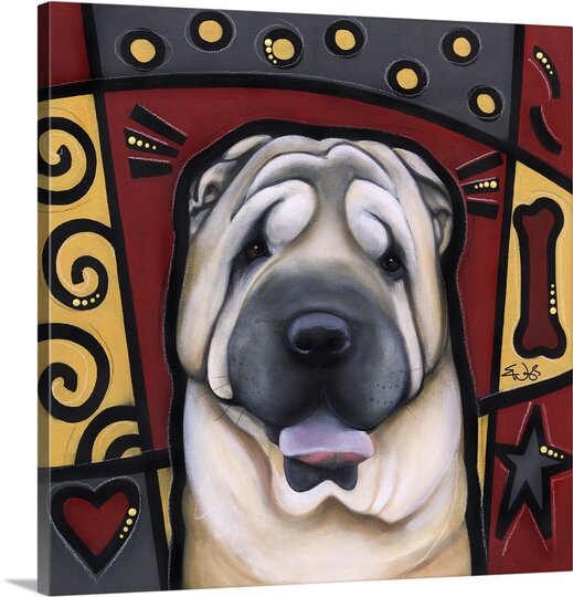 Diethild Chinese Shar-Pei Pop Art On Canvas by Eric Waugh Graphic Art